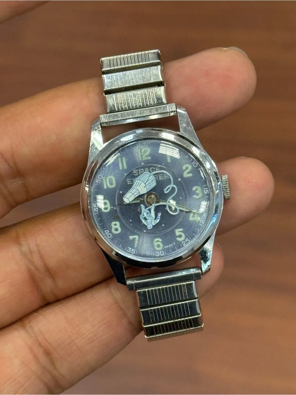 Vintage 1960s Bradley Space Explorer Watch  winding unisex adjustable bracelet